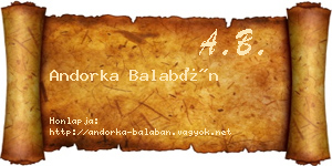 Andorka Balabán névjegykártya